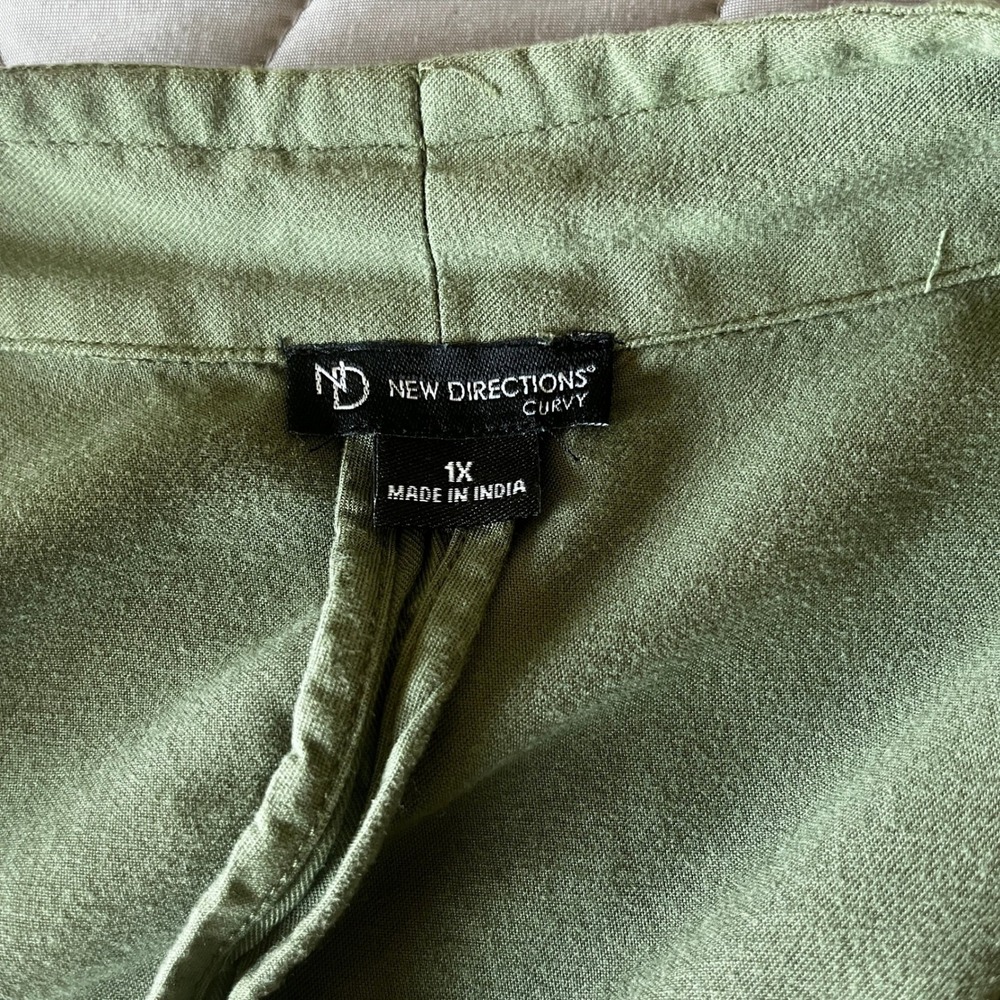 Women's New Directions Green Open Front Draped Cardigan 1X - Picture 5 of 8